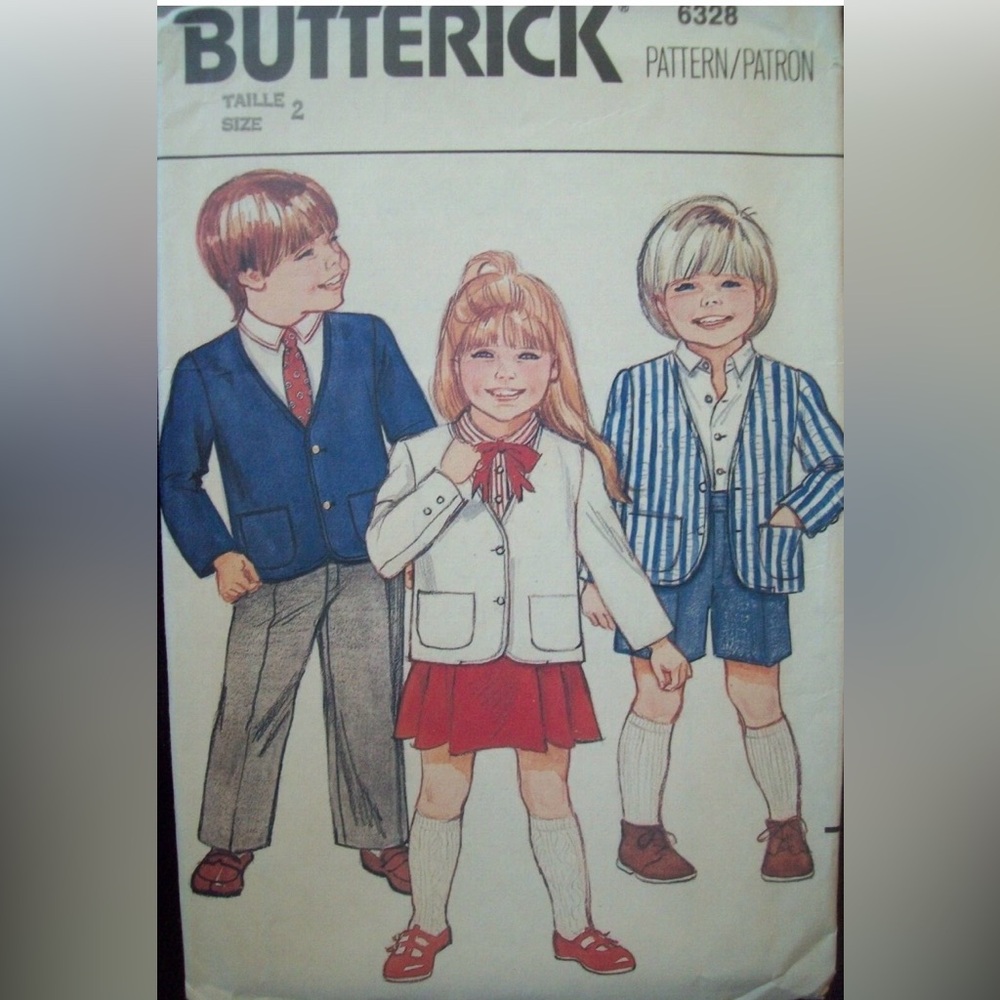 Vintage Butterick Pattern 6328
Lined Jacket Pants Shorts Shirt Skirt 
Size 2 NOS